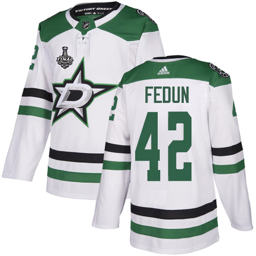 Adidas Men Dallas Stars #42 Taylor Fedun White Road Authentic 2020 Stanley Cup Final Stitched NHL Jersey